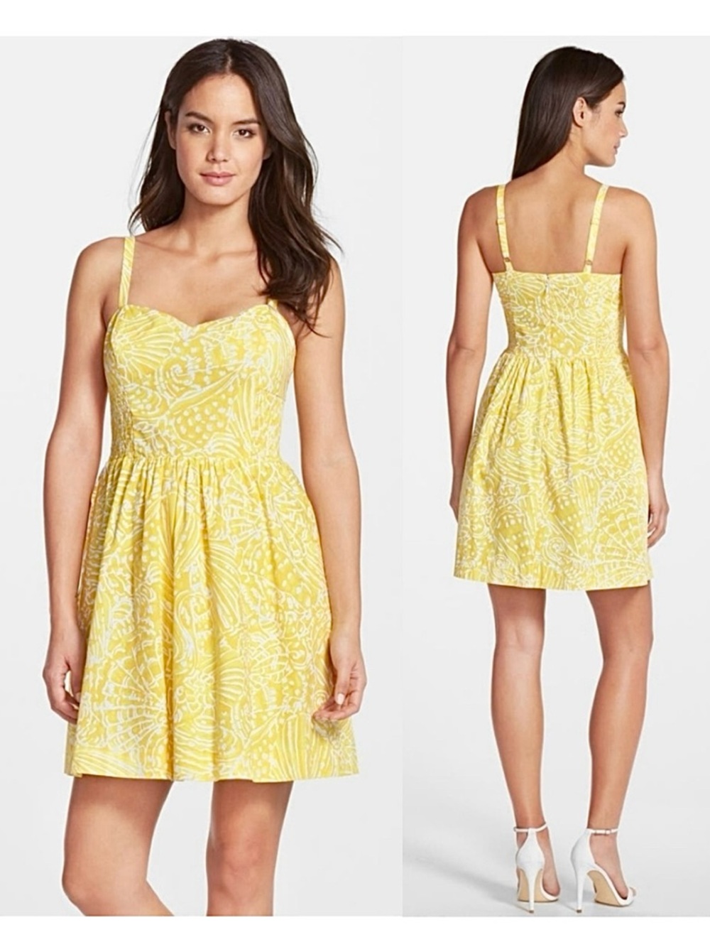 Lilly Pulitzer Cotton Christine Summer Mini Dress Sunglow Yellow Sea Cups Sz 2
